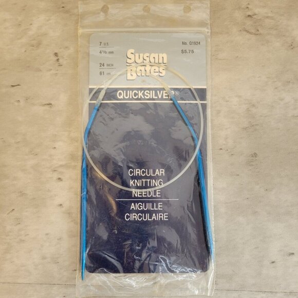 Susan Bates Quicksilver 24" Circular Knitting Needle Size 7 Q1924 4.5 MM New - Picture 1 of 5